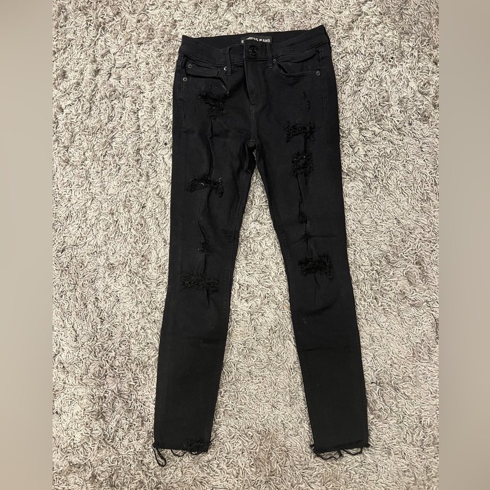 Express ripped Jean Mid Rise Jean legging - Picture 2 of 6